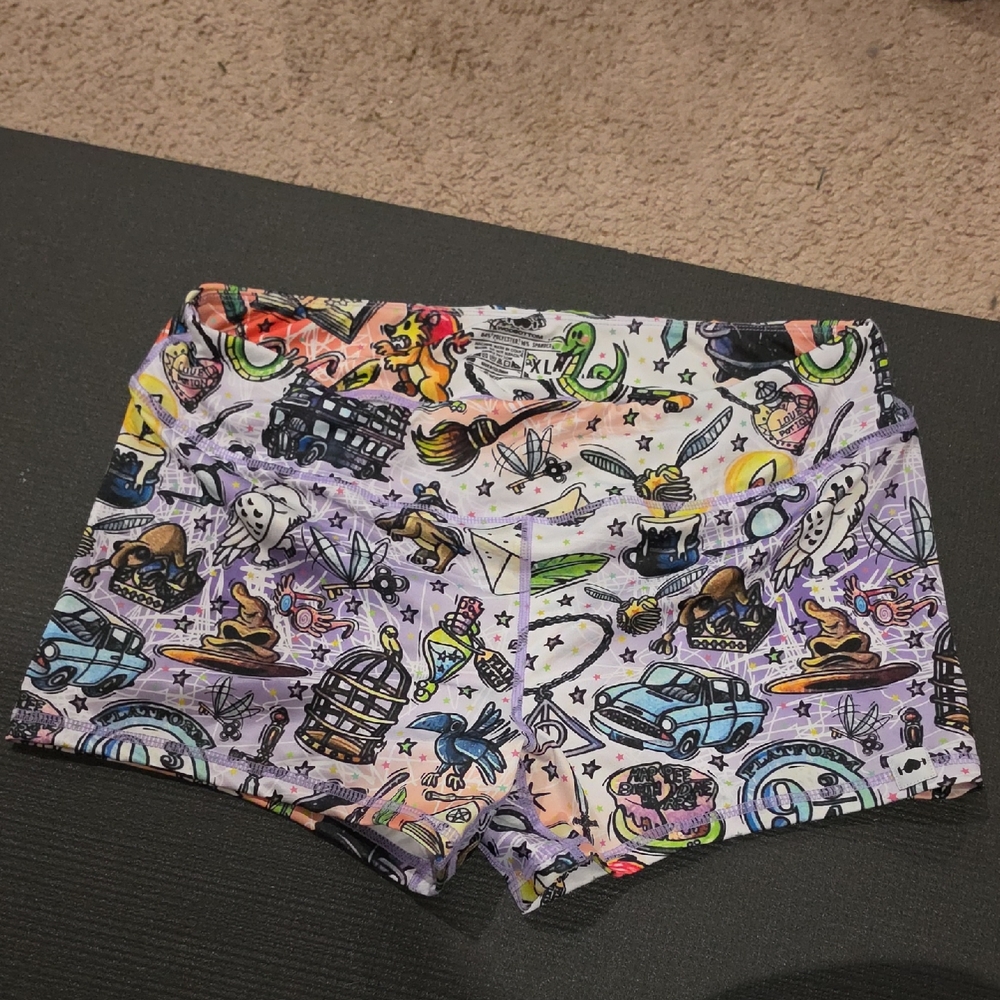 Harry Potter Lavender Multi-Print Athletic Shorts for Women
